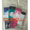 0.2mm plastic cosmetics bags pvc hanger bag, hanger hook plastic bags for clothes, Silder zipper pvc hanger bag for underwear bi
